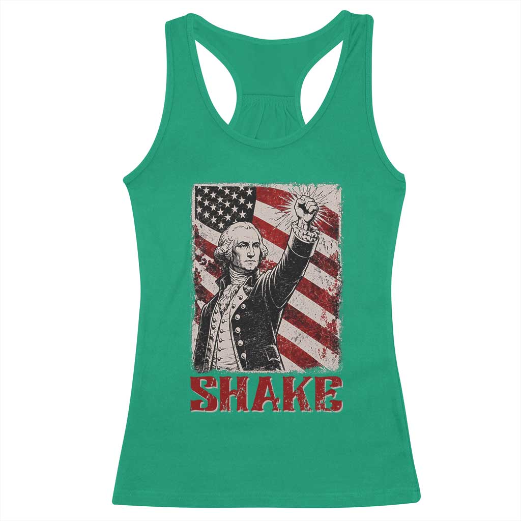 Shake And Bake George Washington 4th of July Couple Matching Racerback Tank Top
