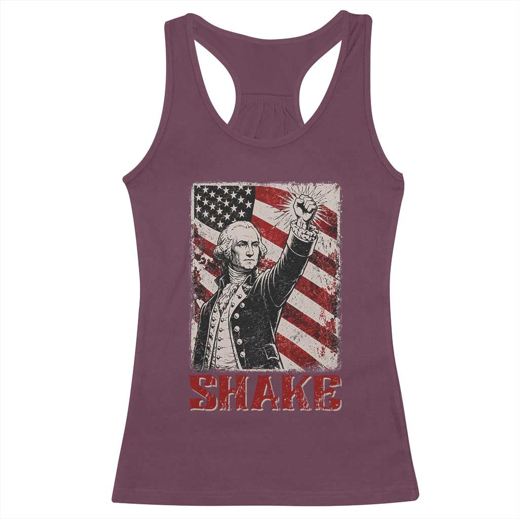 Shake And Bake George Washington 4th of July Couple Matching Racerback Tank Top