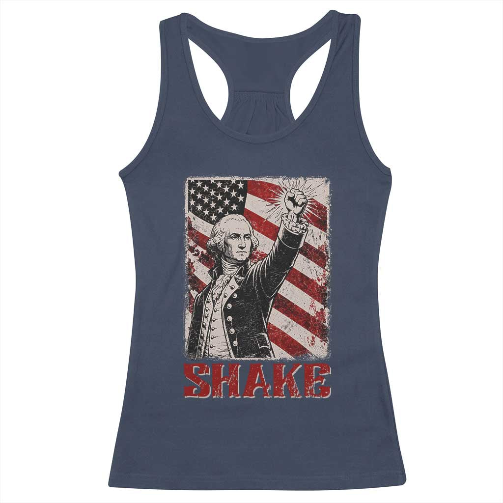 Shake And Bake George Washington 4th of July Couple Matching Racerback Tank Top