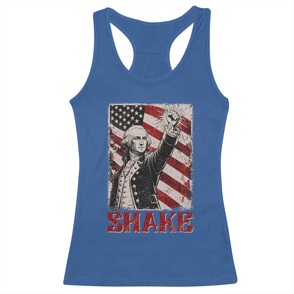 Shake And Bake George Washington 4th of July Couple Matching Racerback Tank Top