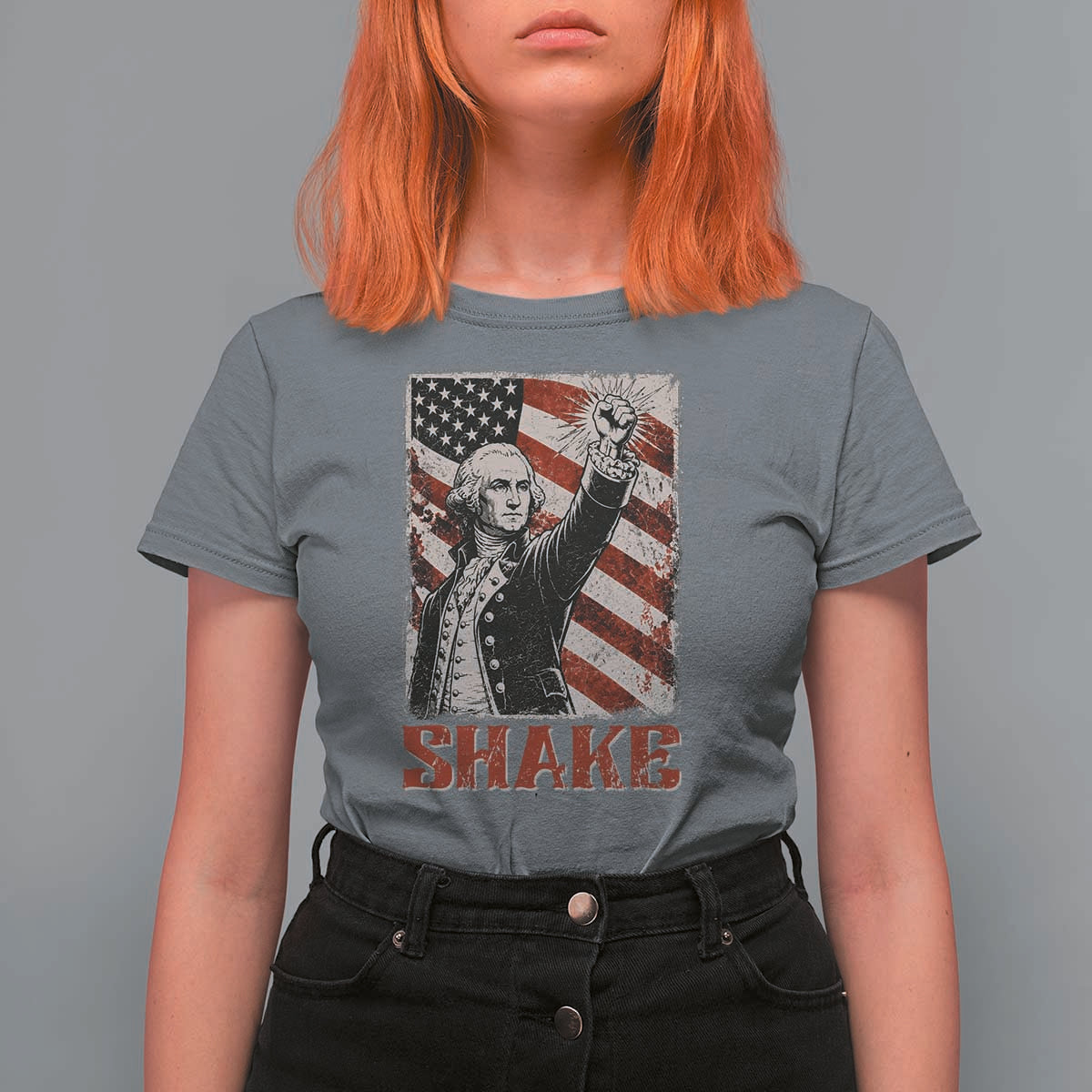 Shake And Bake George Washington 4th of July Couple Matching T Shirt For Women