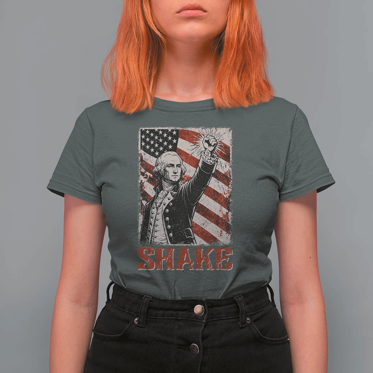 Shake And Bake George Washington 4th of July Couple Matching T Shirt For Women
