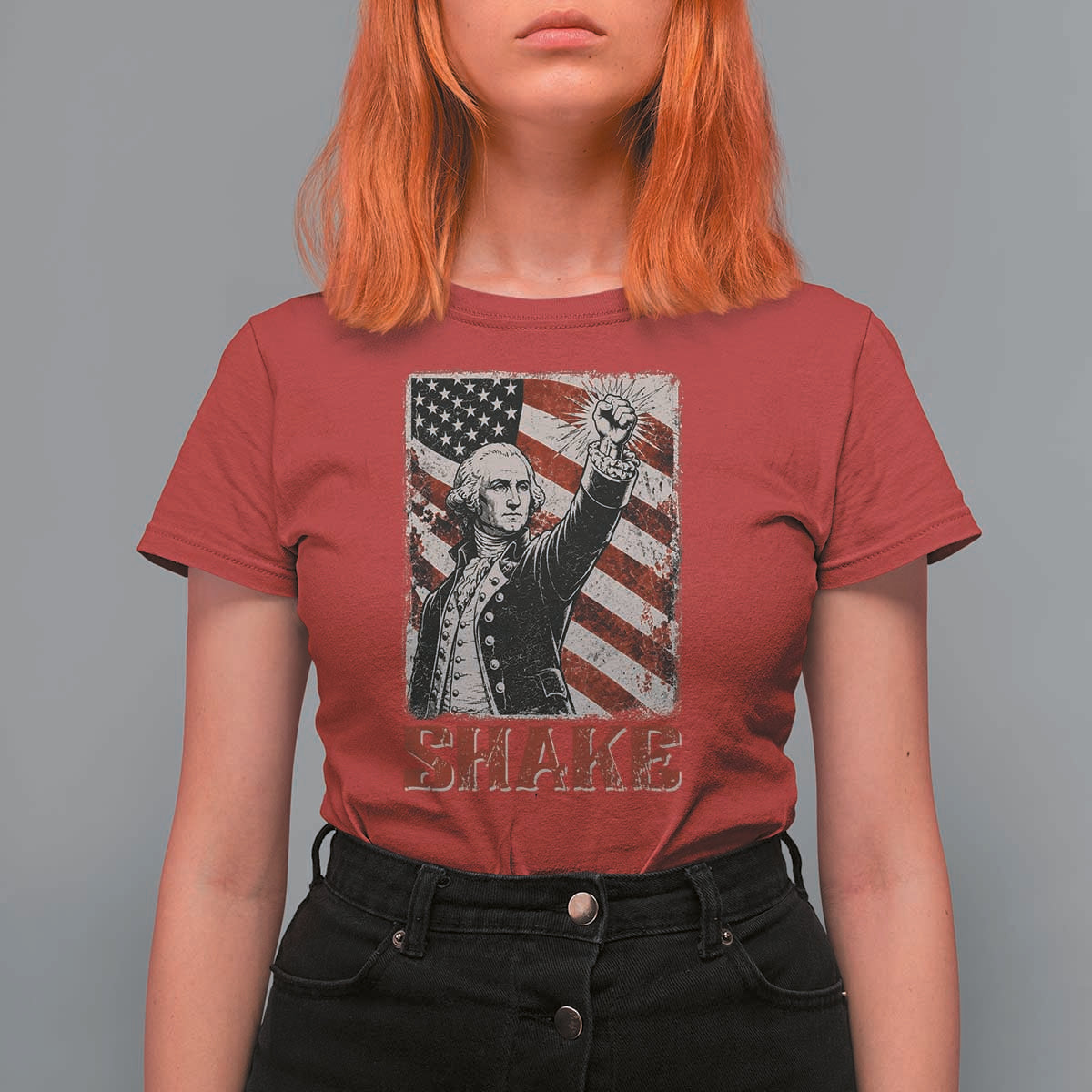 Shake And Bake George Washington 4th of July Couple Matching T Shirt For Women