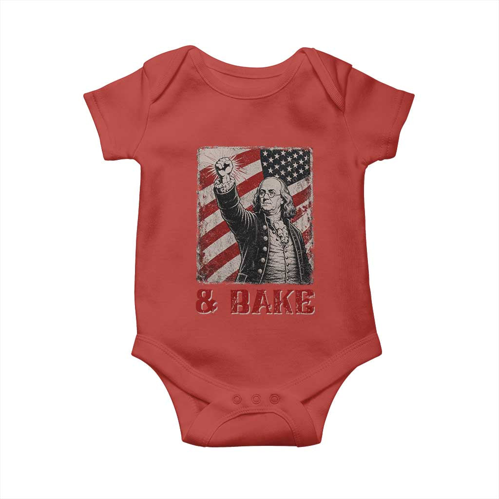 Shake And Bake Benjamin Franklin 4th of July Couple Matching Baby Onesie