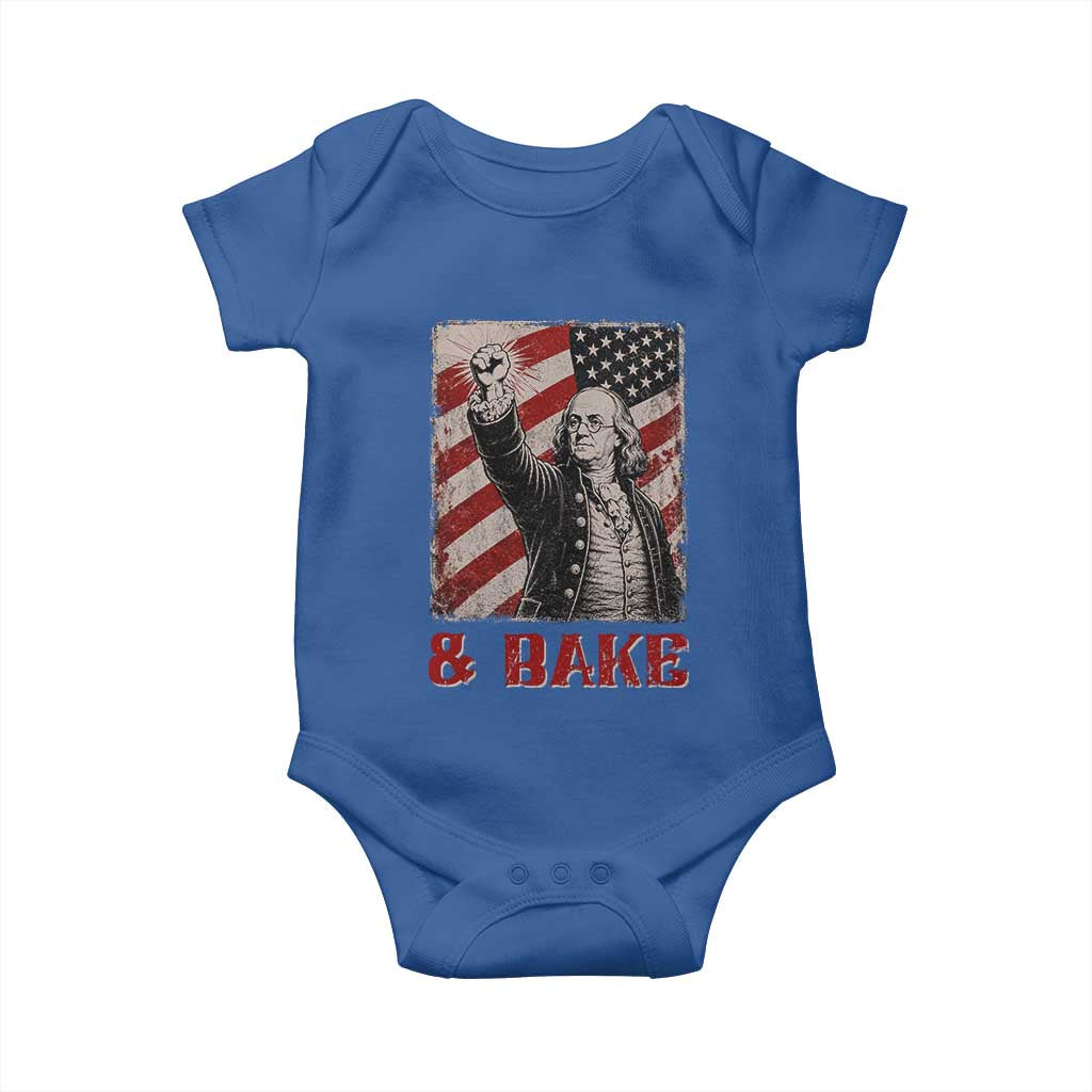 Shake And Bake Benjamin Franklin 4th of July Couple Matching Baby Onesie