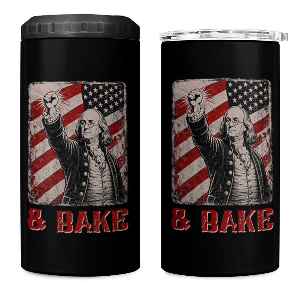 Shake And Bake Benjamin Franklin 4th of July Couple Matching 4 in 1 Can Cooler Tumbler