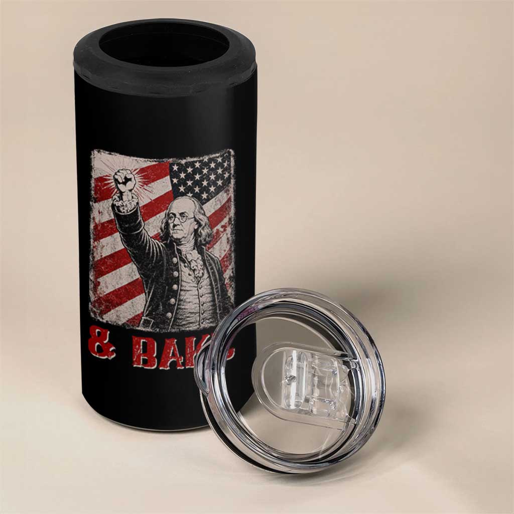 Shake And Bake Benjamin Franklin 4th of July Couple Matching 4 in 1 Can Cooler Tumbler