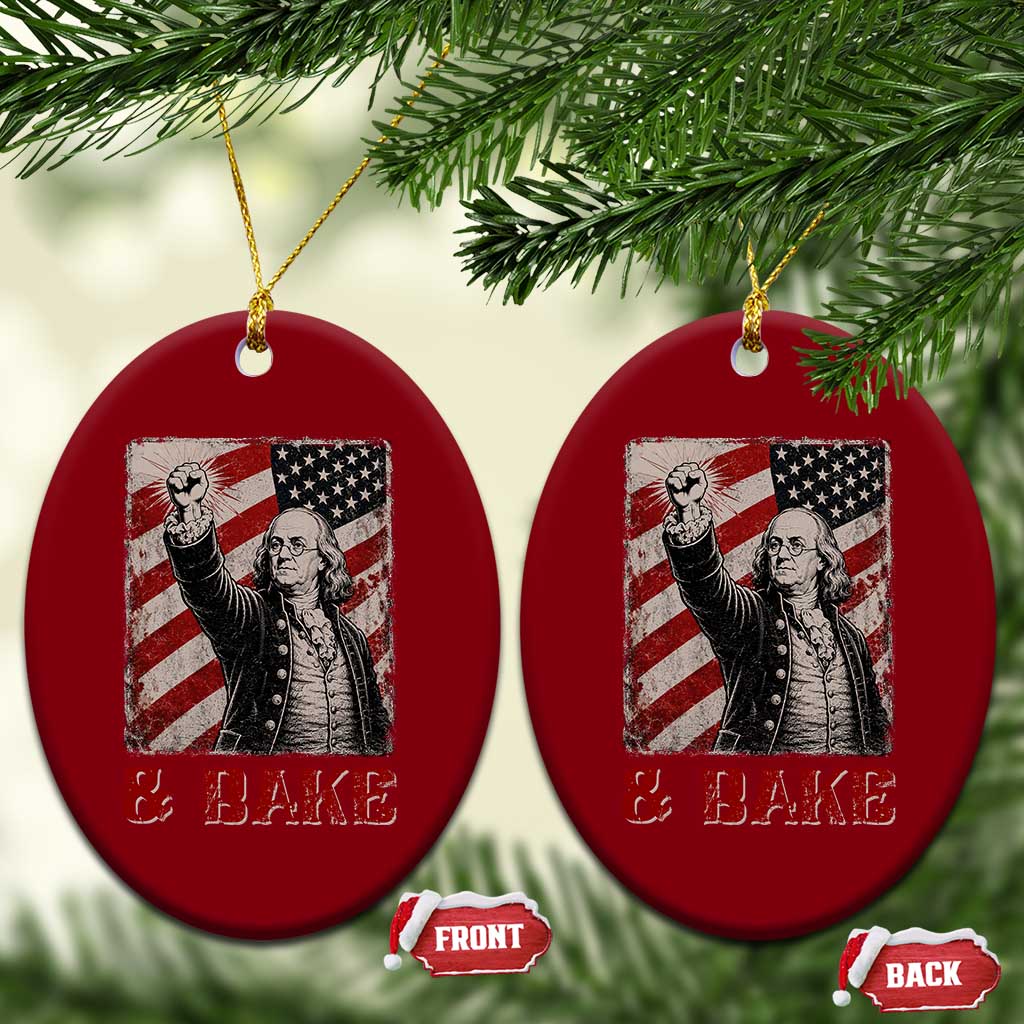 Shake And Bake Benjamin Franklin 4th of July Couple Matching Ceramic Ornament