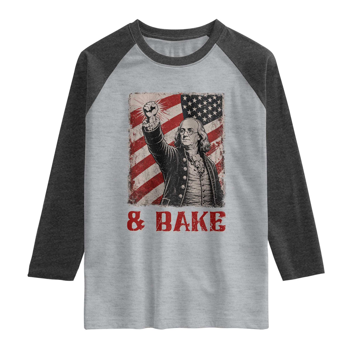 Shake And Bake Benjamin Franklin 4th of July Couple Matching Raglan Shirt