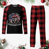I Put The Tism In Patriotism Plaid Pajama Set Patriotic Raccoon 4th of July