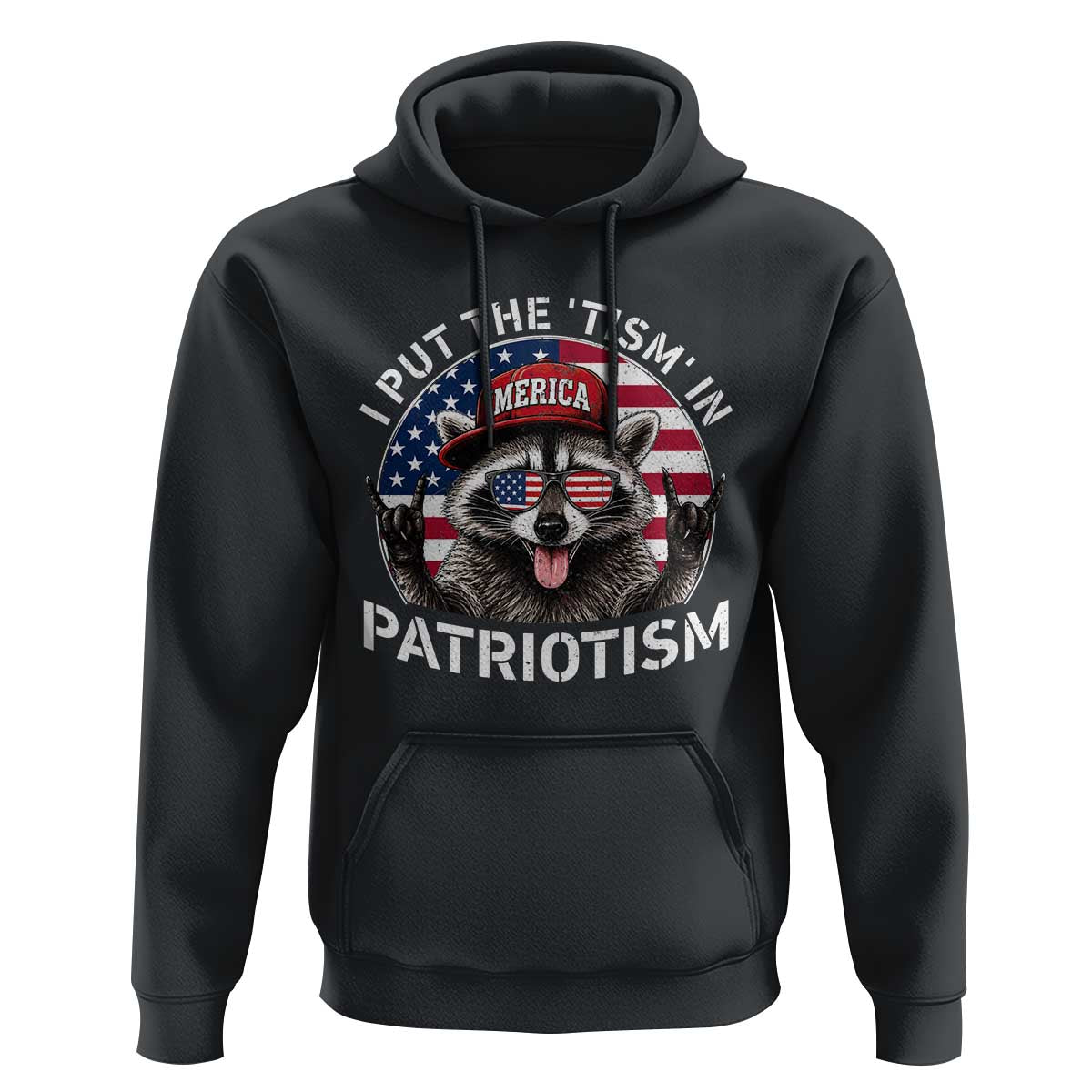 I Put The Tism In Patriotism Hoodie Patriotic Raccoon 4th of July