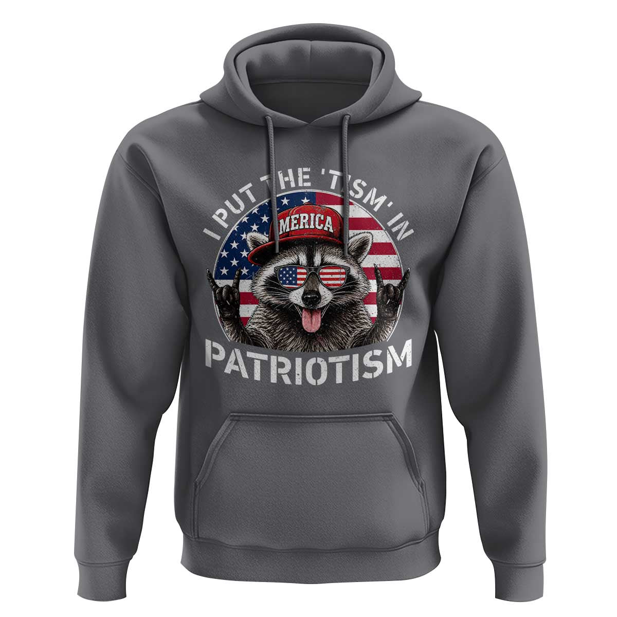 I Put The Tism In Patriotism Hoodie Patriotic Raccoon 4th of July