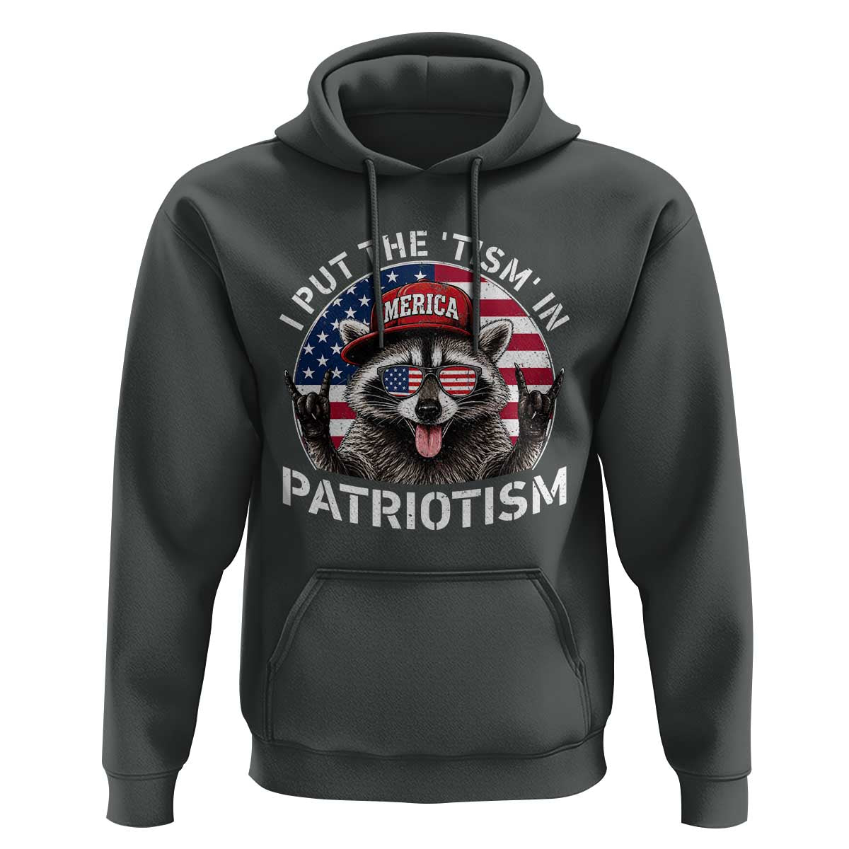 I Put The Tism In Patriotism Hoodie Patriotic Raccoon 4th of July