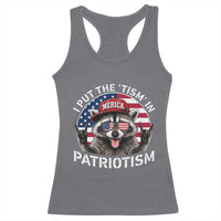 I Put The Tism In Patriotism Racerback Tank Top Patriotic Raccoon 4th of July