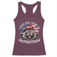 I Put The Tism In Patriotism Racerback Tank Top Patriotic Raccoon 4th of July