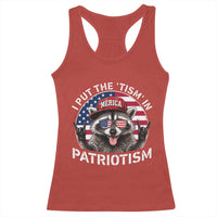 I Put The Tism In Patriotism Racerback Tank Top Patriotic Raccoon 4th of July