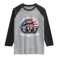 I Put The Tism In Patriotism Raglan Shirt Patriotic Raccoon 4th of July