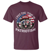 I Put The Tism In Patriotism T Shirt Patriotic Raccoon 4th of July