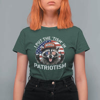 I Put The Tism In Patriotism T Shirt For Women Patriotic Raccoon 4th of July