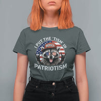 I Put The Tism In Patriotism T Shirt For Women Patriotic Raccoon 4th of July