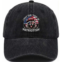 I Put The Tism In Patriotism Washed Cotton Baseball Cap Patriotic Raccoon 4th of July