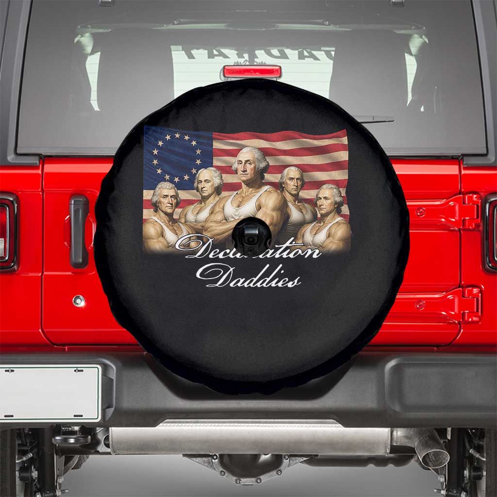 Declaration Daddies Funny 4th of July Founding Fathers Spare Tire Cover Vintage Betsy Ross Flag