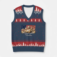 Declaration Daddies Funny 4th of July Founding Fathers V-Neck Knit Sweater Vest Vintage Betsy Ross Flag