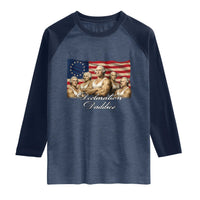 Declaration Daddies Funny 4th of July Founding Fathers Raglan Shirt Vintage Betsy Ross Flag