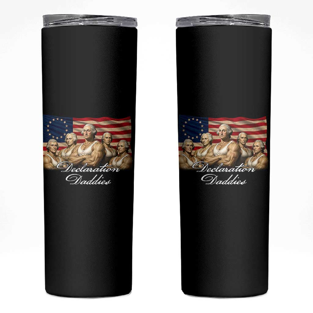 Declaration Daddies Funny 4th of July Founding Fathers Skinny Tumbler Vintage Betsy Ross Flag