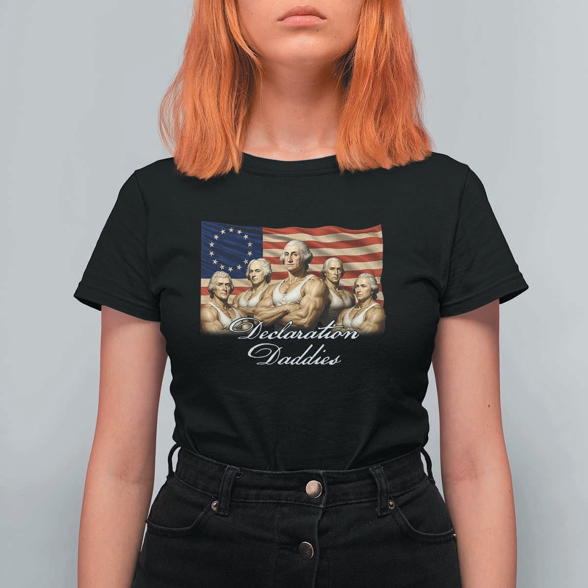 Declaration Daddies Funny 4th of July Founding Fathers T Shirt For Women Vintage Betsy Ross Flag