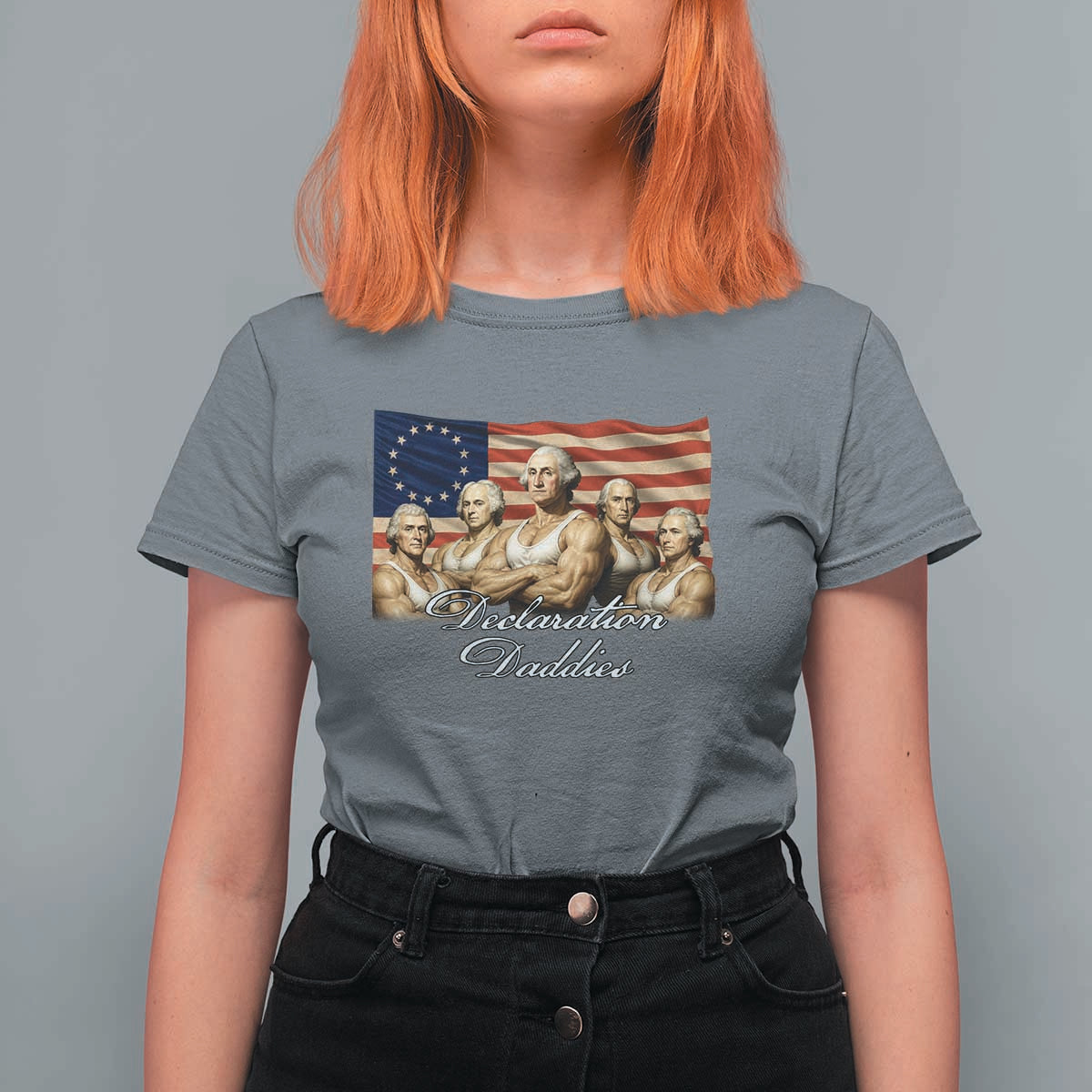 Declaration Daddies Funny 4th of July Founding Fathers T Shirt For Women Vintage Betsy Ross Flag