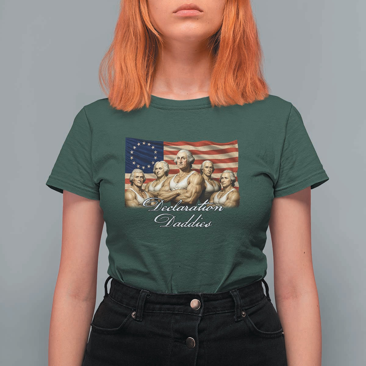 Declaration Daddies Funny 4th of July Founding Fathers T Shirt For Women Vintage Betsy Ross Flag
