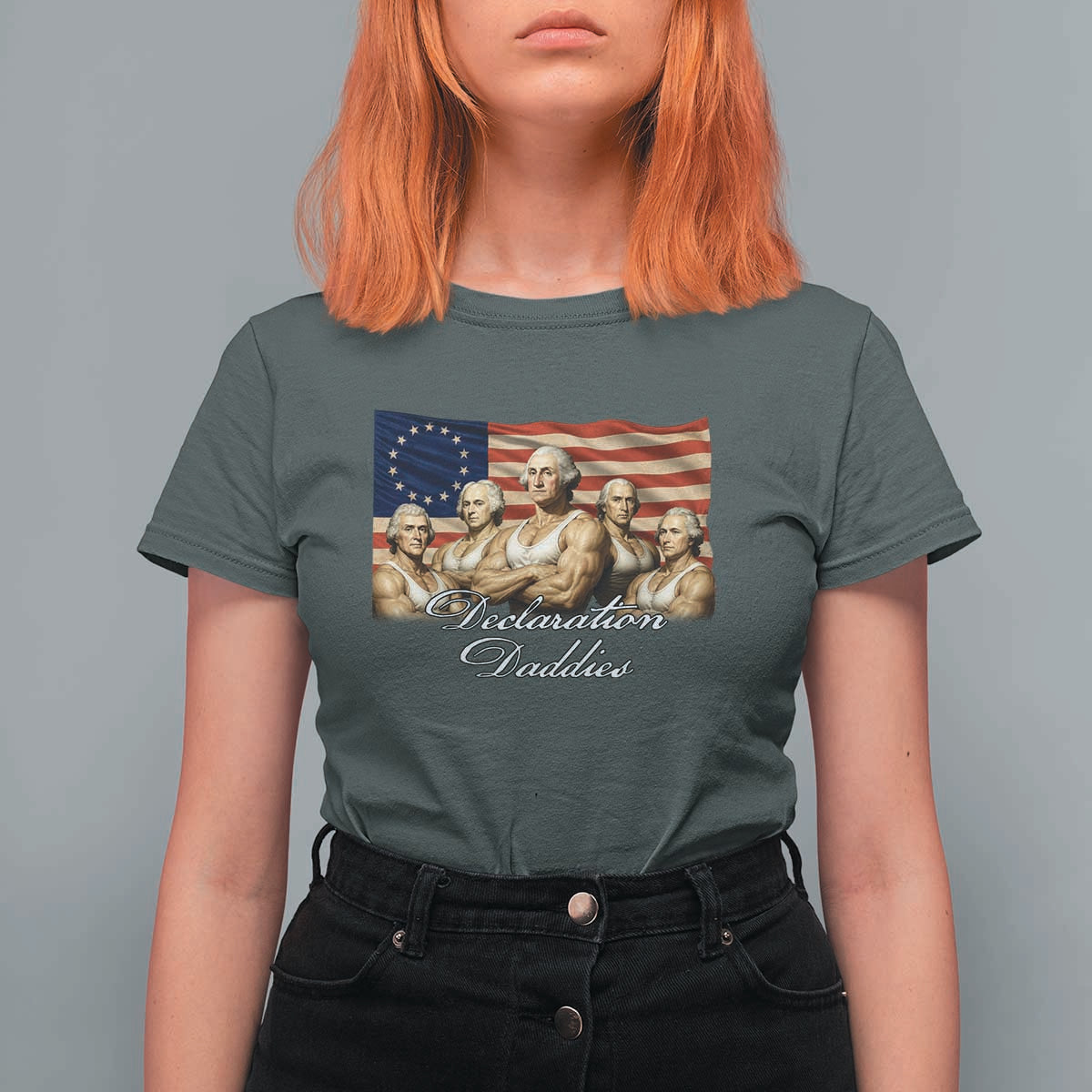Declaration Daddies Funny 4th of July Founding Fathers T Shirt For Women Vintage Betsy Ross Flag
