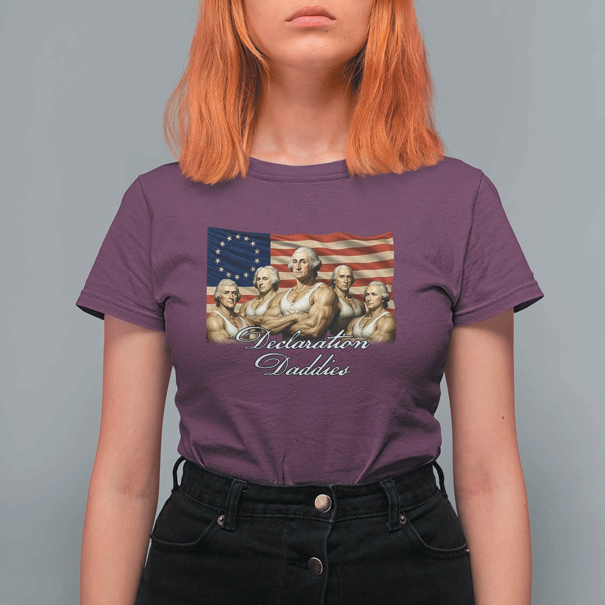 Declaration Daddies Funny 4th of July Founding Fathers T Shirt For Women Vintage Betsy Ross Flag