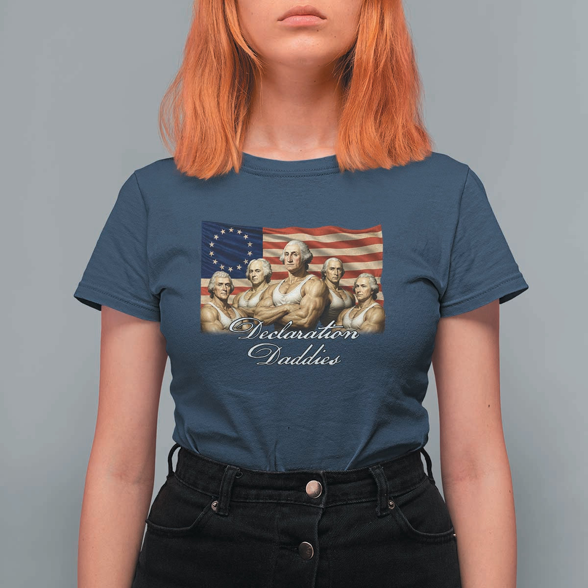 Declaration Daddies Funny 4th of July Founding Fathers T Shirt For Women Vintage Betsy Ross Flag