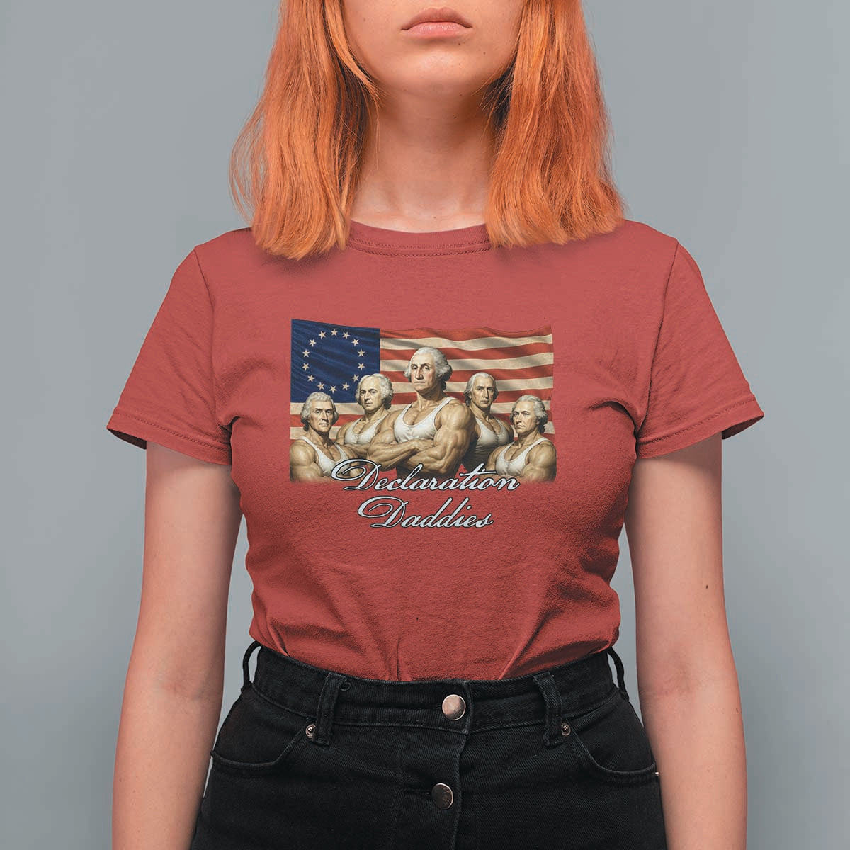 Declaration Daddies Funny 4th of July Founding Fathers T Shirt For Women Vintage Betsy Ross Flag