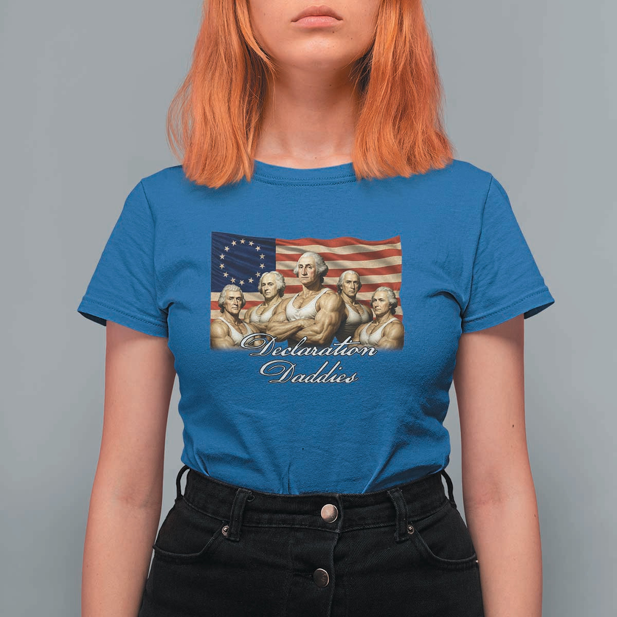 Declaration Daddies Funny 4th of July Founding Fathers T Shirt For Women Vintage Betsy Ross Flag