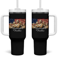 Declaration Daddies Funny 4th of July Founding Fathers Tumbler With Handle Vintage Betsy Ross Flag