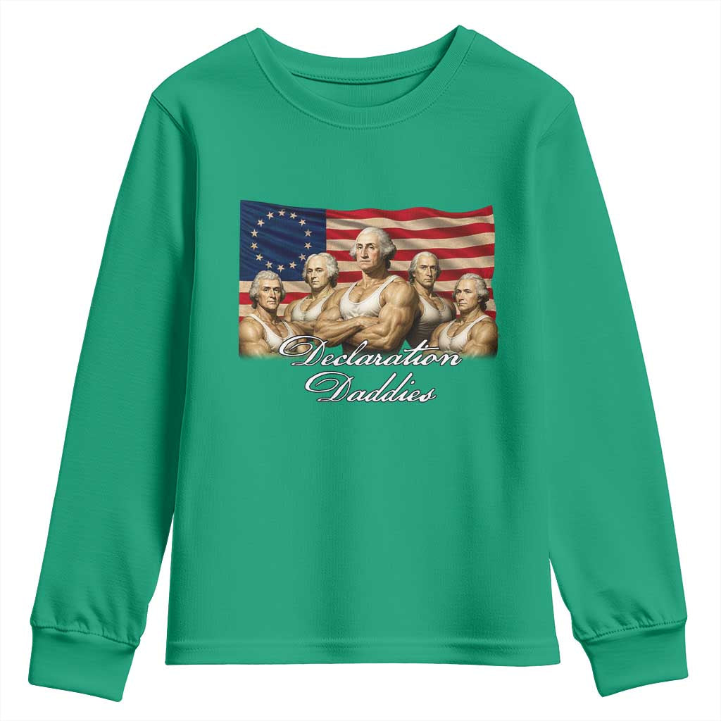 Declaration Daddies Funny 4th of July Founding Fathers Youth Sweatshirt Vintage Betsy Ross Flag