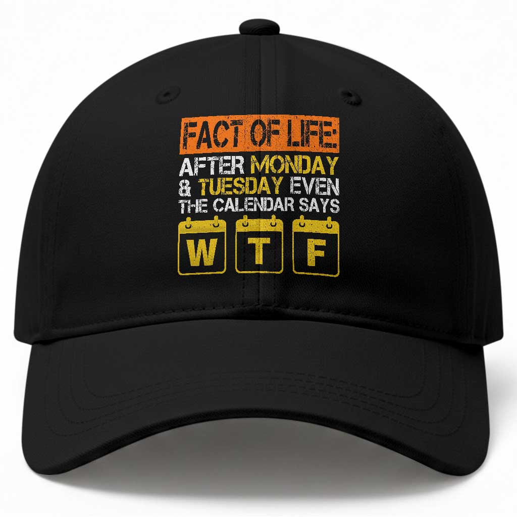Fact of Life After Monday and Tuesday Calendar Says WTF Baseball Cap