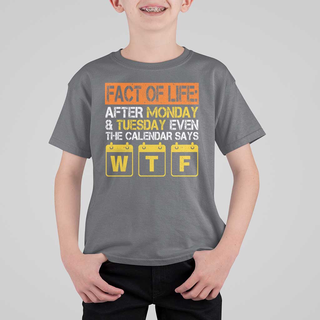 Fact of Life After Monday and Tuesday Calendar Says WTF T Shirt For Kid