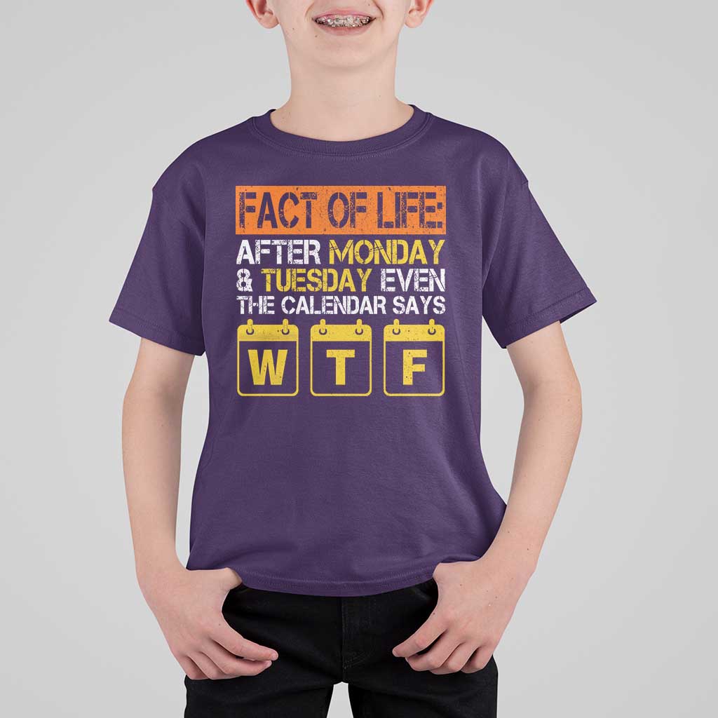Fact of Life After Monday and Tuesday Calendar Says WTF T Shirt For Kid