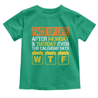 Fact of Life After Monday and Tuesday Calendar Says WTF Toddler T Shirt
