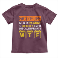 Fact of Life After Monday and Tuesday Calendar Says WTF Toddler T Shirt
