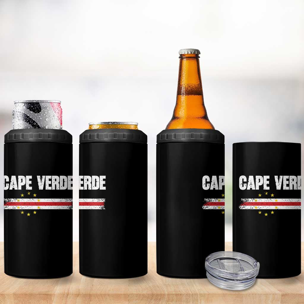 Cape Verde Pride Vintage Cape Verdean Flag 10 Stars 4 in 1 Can Cooler Tumbler