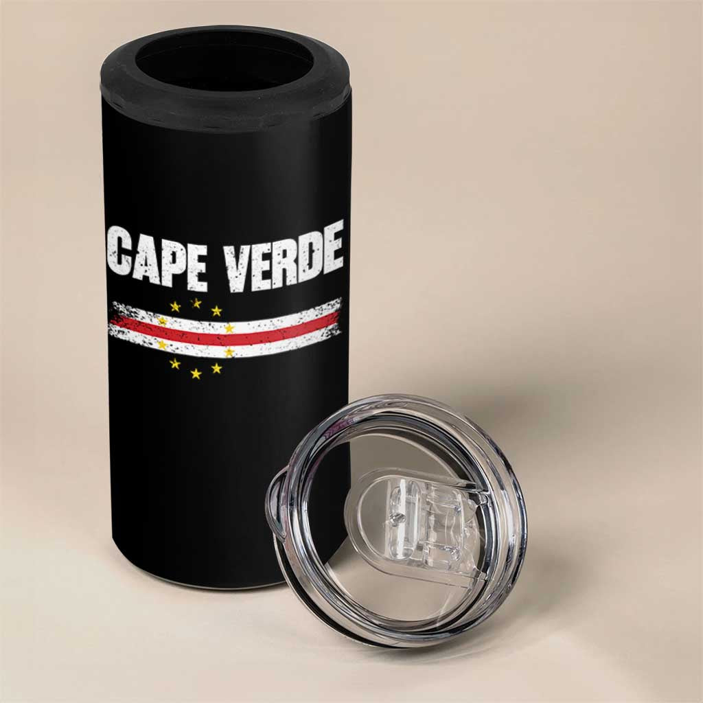 Cape Verde Pride Vintage Cape Verdean Flag 10 Stars 4 in 1 Can Cooler Tumbler