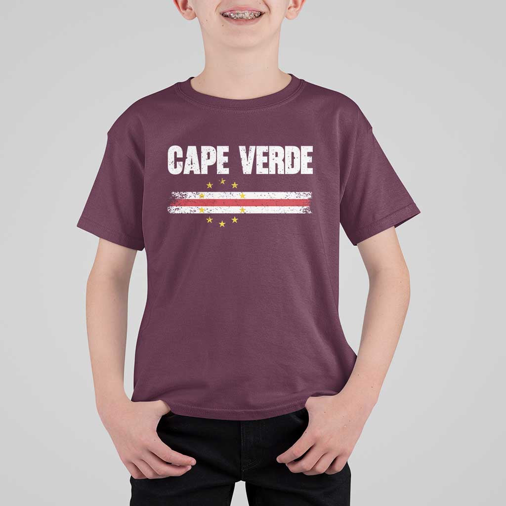 Cape Verde Pride Vintage Cape Verdean Flag 10 Stars T Shirt For Kid