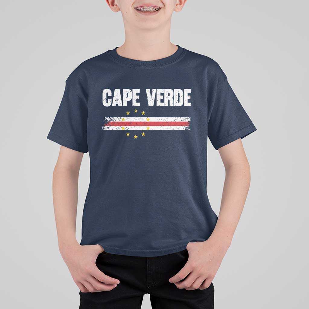 Cape Verde Pride Vintage Cape Verdean Flag 10 Stars T Shirt For Kid