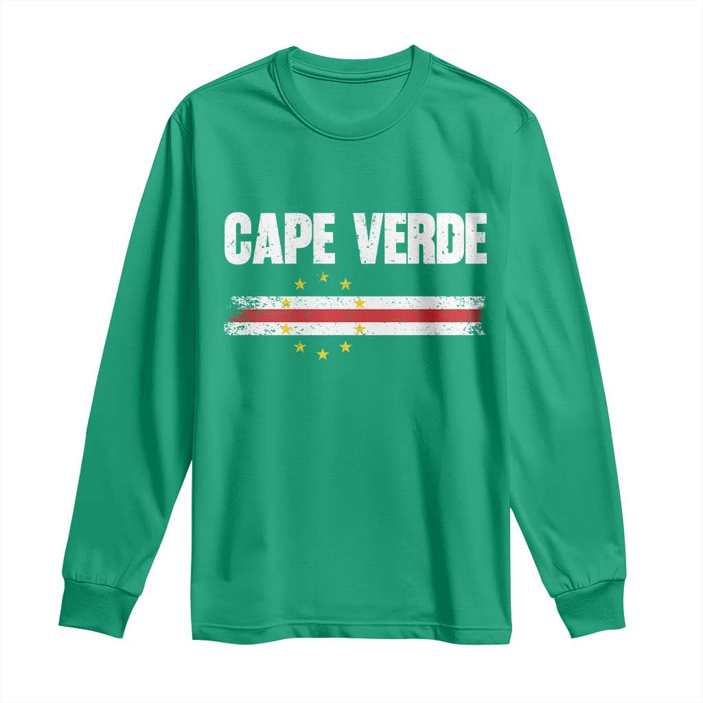Cape Verde Pride Vintage Cape Verdean Flag 10 Stars Long Sleeve Shirt