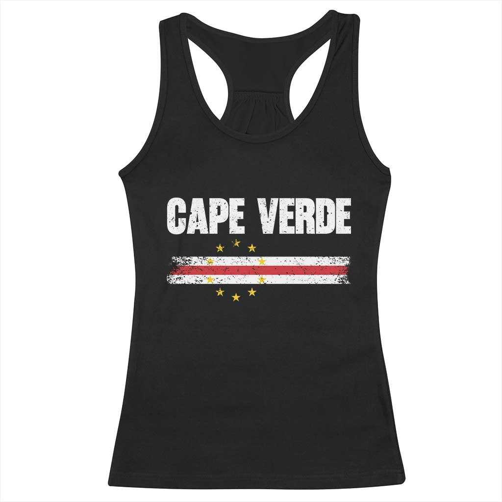 Cape Verde Pride Vintage Cape Verdean Flag 10 Stars Racerback Tank Top